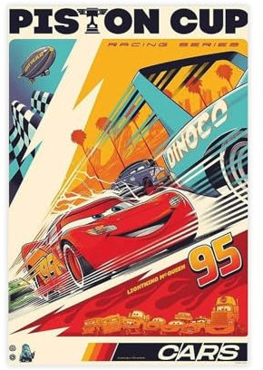 Cars-Poster, Cartoon-Motiv, Leinwand-Poster, Schlafzimmer, Dekoration, Landschaft, Büro, Raumdekoration, Geschenk, 30 x 45 cm
