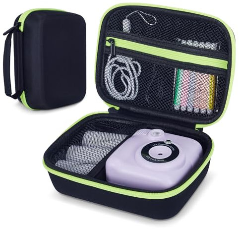 Hikkon Kameratasche kompatibel für Hangrui/ASTGMI/GREENKINDER/HiMont Kinderkamera Spielzeug, tragbare Sofortbild-Digitalkamera Aufbewahrungshalter Organizer Tasche (nur Tasche) - Schwarz