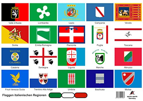 Daged Juego de banderas de regiones de Italia, pegatinas para mapas, diseño de bandera de coche – Reg