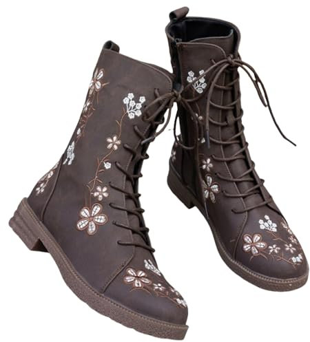 Generico Stivali Texani Donna con Tacco Bassi Texani Invernali Boots a Punta Stivali Texani Camperos Stivaletto Tacco Medio Stivaletti Donna Motociclista Scarponcino Cerniera Equitazione Scarponcini