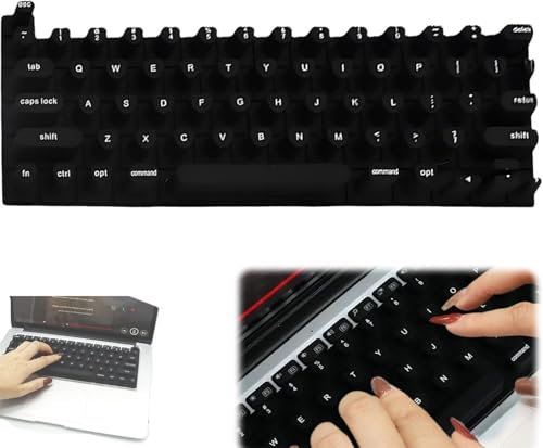 Keyboard Film for Nail Art,Full-Size Keyboard Film,Silicone Raised Keyboard Protective Cover,Nail Art Keyboard Film,Keyboard Cover for Long Nails Typing and Gaming (Black, Heart Shape)