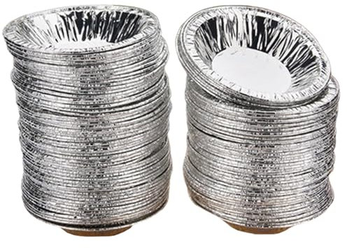 Yeory Foil Trays, 100Pcs Round Disposable Tart Tins, Aluminum Foil Mini Pie Pans, Small Pie Tins, Mini Egg Tart Cases, Small Foil Pie Dishes