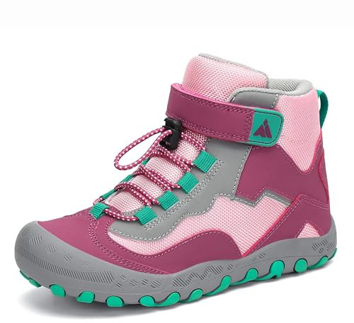 Mishansha Bambini Scarpe da Escursione Antiscivolo Scarpette da Trekking per Ragazzi Ragazze Confortable, Divertirsi Viola 32 EU