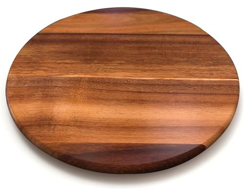 Lazy Susan Turntable for Dining Table | Large Rotating Food Serving 35cm Lazy Susan Table | Food Turntable for Both Indoor & Outdoor | Round Table Centrepiece Tray (Acaica Wood)