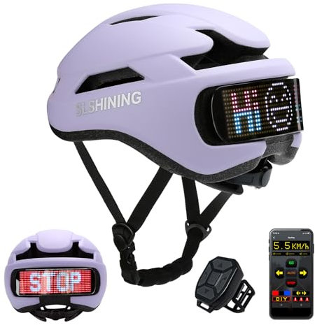 TMEOIIPY Intelligenter App-programmierbarer Fahrradhelm mit Rückseitigem LED-Display und USB-Aufladung, Fahrradhelm Erwachsene: Herren, Damen, mit Blinker-Fernbedienung
