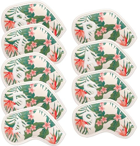SHABIER 9pcs Golf Iron Head Covers Magnic Closure with Hawaii Style Design Iron Headovers Wedges Covers 4-9 ASP