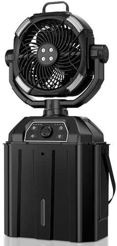 Kfonla Ventilador Nebulizador Portátil - Cubo de 6L, de Camping de 20.000mAh, Batería con Luces LED y Mando a Distancia, de Exterior, Uso en Viajesde Camping y Oficinas