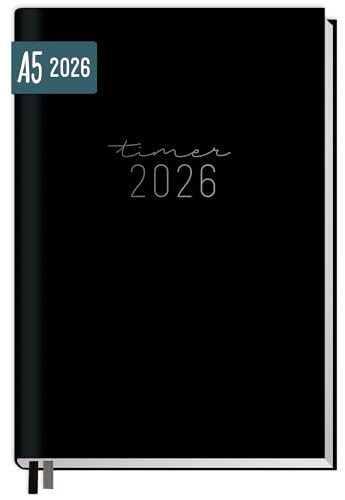 Häfft® Chäff-Timer Classic Kalender 2026 A5 Schwarz Buchkalender, Terminplaner, Terminkalender, Wochenplaner für 12 Monate: Jan. 26 bis Dez. 26 - nachhaltig & klimafreundlich
