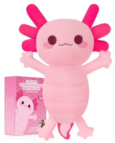 Wärmekissen Mikrowelle Körnerkissen für Mikrowelle Axolotl Anschmiegsames Nackenkissen mit Lavendelduft - ideal als Wärmespender und bei Verspannungen an Nacken Schulter Hals (Rosa)