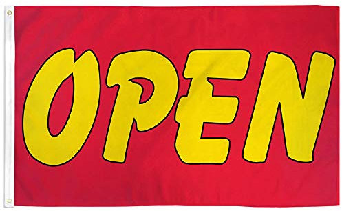 Bandiera aperta rossa e gialla – 0,9 x 1,5 m poli – perfetta per le aziende!