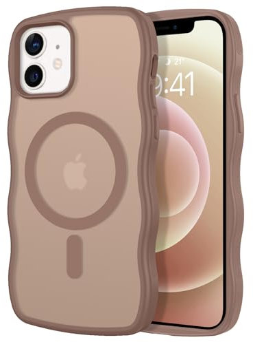 Telaso Cover per iPhone 12 Mini, Compatibile con MagSafe, Forma di Telaio Ondulato, Custodia Traslucida Opaca Protettiva Sottile Antiurto, Anti-Scivolo, Anti-Graffio, Desert Titanium