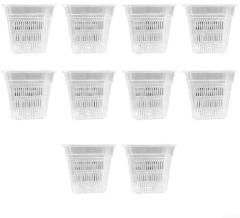 Lot de 10 pots de fleurs en plastique transparent 10 cm x 9 8 cm x 6 7 cm pour travaux de jardinage intérieur et extérieur