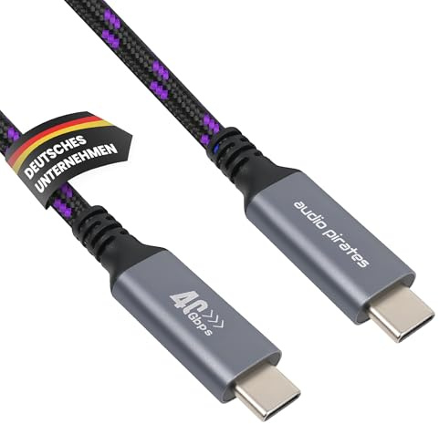 audio pirates USB-C 4.0 Kabel (240W, 40Gbit/s, 2.500MB/s) – USBC Power & Datenkabel – Ladekabel USB-C mit Klettband, für Laptop, Smartphone, Monitor & mehr (1er Pack, 0,3 Meter, Violett)