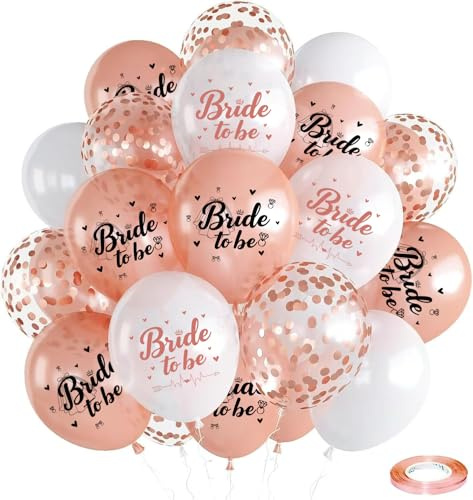 Bride to Be Luftballons, 30 Stück Rosegold Bride To Be Latex Ballons, JGA Deko Frauen mit Rosegold Konfetti Luftballons, Braut to be Deko Für Brautparty Junggesellenabschied Bachelorette Party