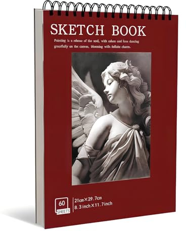 Eclove 2 Stück Skizzenbuch A4, 120 Blatt/240 Seiten 100 g/m² Zeichenblock Säurefreies Papier für Künstler, Skizzenblock Spiralgebundenes für Kinder Erwachsene Zeichnen Ausmalen Malen und Journaling