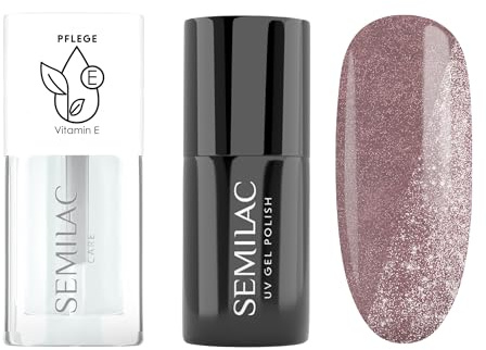 Semilac Duopack - Smalto UV 395 Dawn till Dusk 7 ml e olio per unghie fragola vaniglia 7 ml