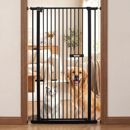 Aeroflexa Extra Tall Cat Gate, 150cm Tall Cat Gate for Doorways | 70-95CM Wide Adjustable, Double Acting Door, Pressure Mounted, 1 Extension Kits, Stairs & Doorways,Kitchen & Bedrooms