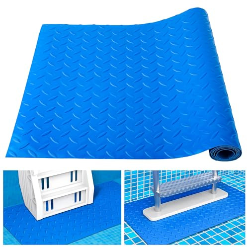 Lysjoy Poolleiter Matte, 90x23cm Schwimmbadleiter Matte, Antirutschmatte Pool, Pooltreppe Rutschmatte Stufen Poolleiter Unterlage Swimming Pool Ladder Mat Kompatibel mit Intex,Bestway Pooltreppe(B)