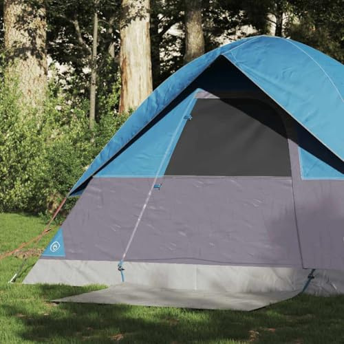 Kuppel-Campingzelt 2 Personen Blau Wasserdicht Polyester 215x150x127 cm Leicht mit E-Anschluss und Tragetasche für Outdoor Camping Biwak Zelt Pop Up Zelt Tent mit Vorzelt