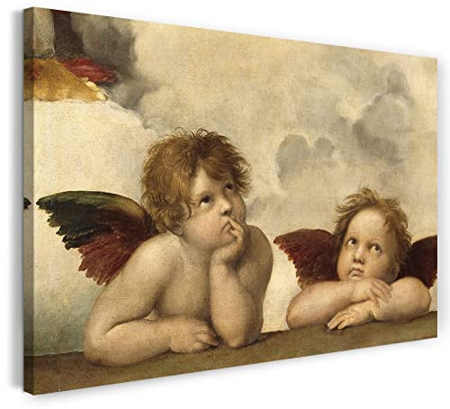 Printed Paintings Leinwand (80x60cm): Raphael - Sixtinische Madonna, Zwei Engel