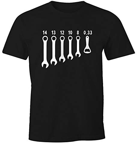 MoonWorks® Herren T-Shirt Bieröffner Flaschenöffner Männerwerkzeug Fun-Shirt Herren Fun-Shirt schwarz 4XL