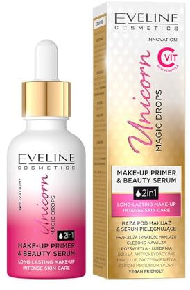 Eveline Cosmetics - Hyaluron Serum Gesicht Unicorn Magic Drops, Gesichtsserum Frauen, Gesichtspflege Damen, Innovatives Basis-Serum mit Hyaluronsäure & Niacinami, Anti Falten Serum