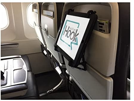 TabletHookz Plane, Train, car Phone and Tablet seat Back Holder, Tablet Clip and Phone Stand v2 Include securing Feature to Keep Your Device Secure, Compatible with iPhone, iPad, Tablets, Readers