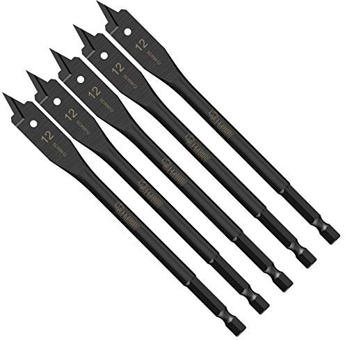 5 x SabreCut SCRIW12_5 12mm x 152mm Impact Rated Flat Wood Spade Bits for Softwood Hardwood Chipboard