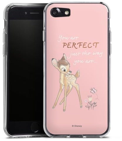 Silikon Hülle kompatibel mit Apple iPhone SE (2020) Case transparent Handyhülle Bambi Disney Offizielles Lizenzprodukt