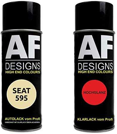 Alex Flittner Designs, vernice spray per auto, set per Seat 595 beige Fanal Metallic vernice base trasparente spray, 400 ml