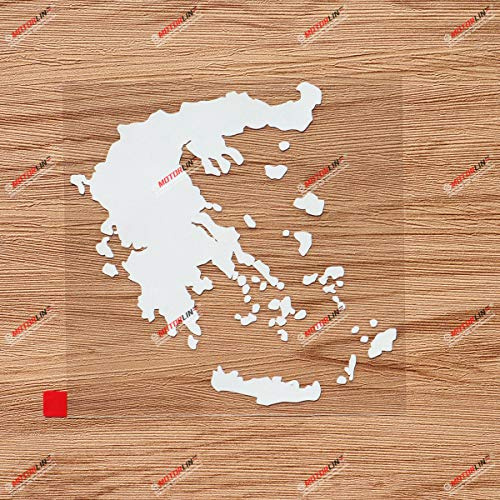 Griechenland Griechische Karte Umriss Aufkleber Vinyl Sticker - Weiß 12,7 cm - Ohne Hintergrund für Auto Boot Laptop