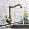 Rétro Sculpté Robinet D'évier de Cuisine,Cuisine Familiale Moderne et Salle de Bains, Robinet Mitigeur Cuivre Antique de à Levier Lavabo Robinets de Lavabo Avec Bec Pivotant