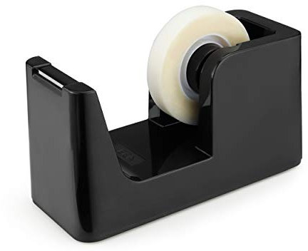 ABEL SimpleWork Tisch-Klebebandabroller, schwarz, 2,5 cm Kern, rutschfeste gewichtete Basis, Bandschneider für Büro, Zuhause, Schule und Handwerk