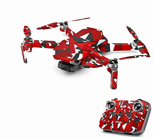 Skins4u Aufkleber Folie kompatibel mit DJI Mavic Mini 2 Drohne Skin Vinyl Skins Schutzfolie Wrap Folierung Sticker Signal Red