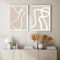 WTCYZYQ Abstrait Beige Dessin Au Trait Boho Affiche Minimaliste Murale Toile tableau Peintures Imprimer Tableaux Art Pour Salon Maison Decoration IntéRieure Sans Cadre-60×80cm×2 Pcs, 60 x 80 cm