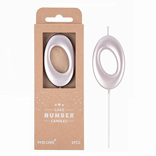 PHD CAKE 2.76 Inch Elegant Rose Gold 0 Birthday Candles, Cake Number Candles for Party Celebration