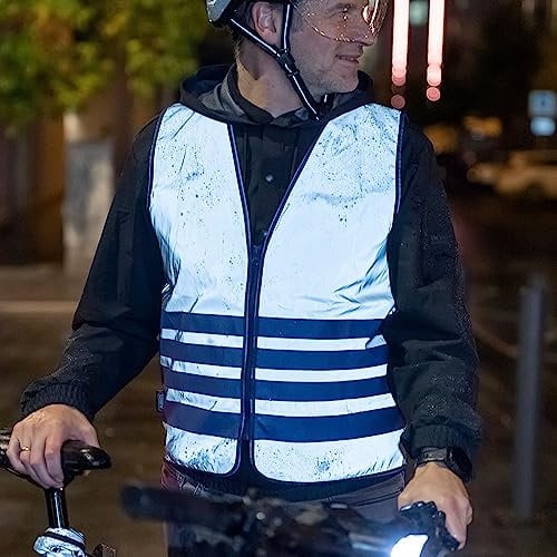 ABUS Warnweste Lumino Urban Vest - voll reflektierende Sicherheitsweste für bessere Sichtbarkeit bei Nacht - für Erwachsene - mit Reißverschluss - Größe M