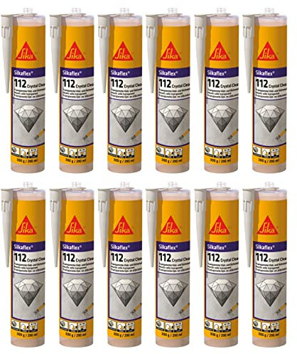 12x Sikaflex 112 Crystal Clear Universeller Kleb- und Dichtstoff 300g Kartusche Kristallklar