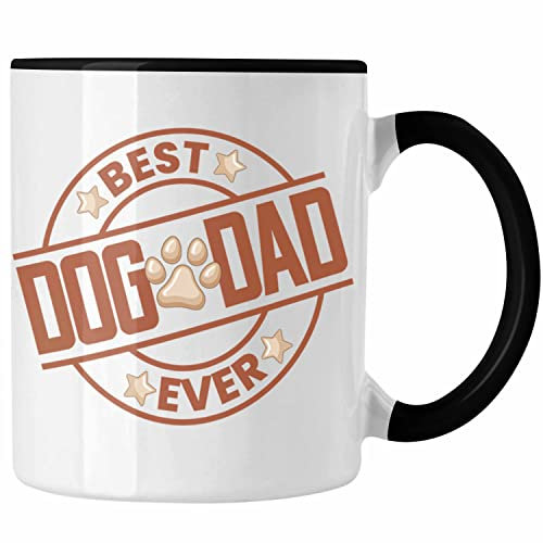 Trendation - Bester Hundepapa Ever Tasse Hunde Papa Dog Dad Geschenk Geschenkidee (Schwarz)