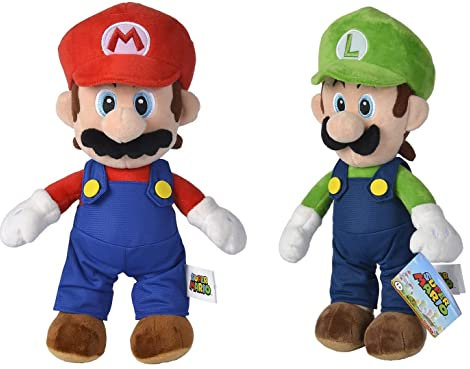 Deluxe Paws Simba Toys Super Mario Bros Plüschtier, Mario und Luigi, 20 cm