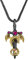 Cherbijou Dragon Sword Necklace Cool Jewelry for Men Brass Punk Monster Wing Necklace Silver Sword and Black Dragon Cross Pendant with Birthstone, 30*60MM, Copper Cubic Zirconia, Ruby