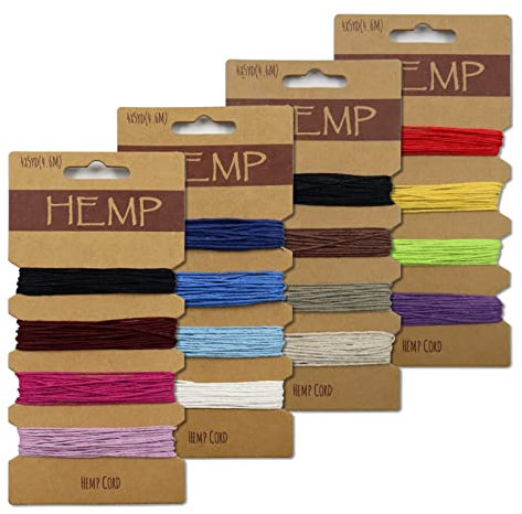 Cordoncino di canapa cerata, 16 colori, 1 mm, 4 biglietti colorati, 80 metri, filo rivestito in cera, spago colorato per la creazione di gioielli e braccialetti fatti a mano (Combo 1)