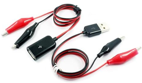 2 STÜCKE Krokodilklemme führt Batterieklemmen Kabel Multimeter Krokodilklemmen Krokodilklemme auf USB Stecker Buchse Adapter