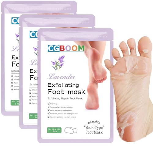 3 Pack Foot Peel Mask,Exfoliating Foot Socks Calluses Remover Dead Skin, Aloe Moisturizing Feet Peeling Mask for Dry Skin,Cracked Heels,Foot SPA Socks for Women and Men