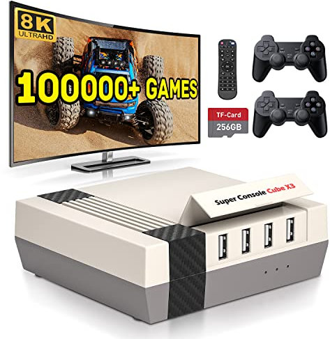 Kinhank Super Console CUBE X3 Retro Video Game Console with 100000+Games,Game Consoles with EmuElec 4.5/Android 9.0/CoreE,8K Output,2.4+5G,BT 4.0,Emulator Console Compatible with PSP/PS1/DC,Best Gifts
