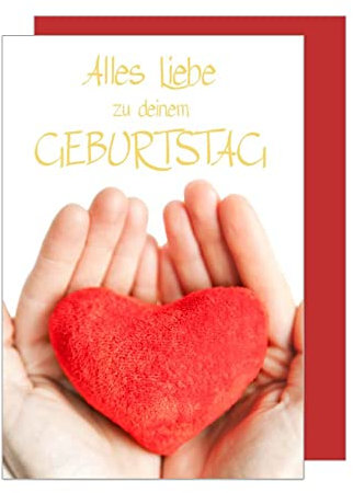 Edition Seidel Premium Geburtstagskarte mit Goldprägung und Umschlag. Glückwunschkarte Grusskarte Billet Happy Birthday Mann Frau Karte Geburtstag Herz rot (G3107 SW023)