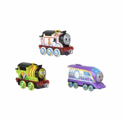 Thomas and Friends Toy Train 3-Pack, Colour Changers, Diecast Thomas Percy and Kana Engines with Colour Reveal in Warm and Cold Water