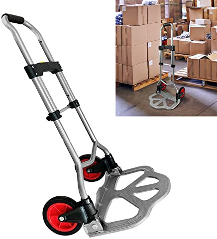 YRHome Klappbar Sackkarre aus Stahl Transportkarre Rucksack Stapelkarre Handkarre mit Höhenverstellbar Griff und Rädern Anti-Rutsch Ladefläche bis 60 kg für Gepäck Transport Picknick Reisen Einkaufen