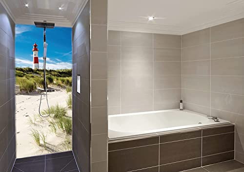 Schön und Wieder Duschrückwand | Motivrückwand | Spritzschutz aus 3mm Alu Verbundsplatte in 0,03x90x200cm mit Schutzfolienkaschierung Motiv Nordseedühne