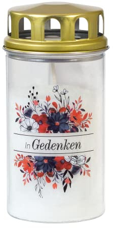 Grabkerze Ewiglicht Grablicht klein, Motiv In Gedenken, Jeka